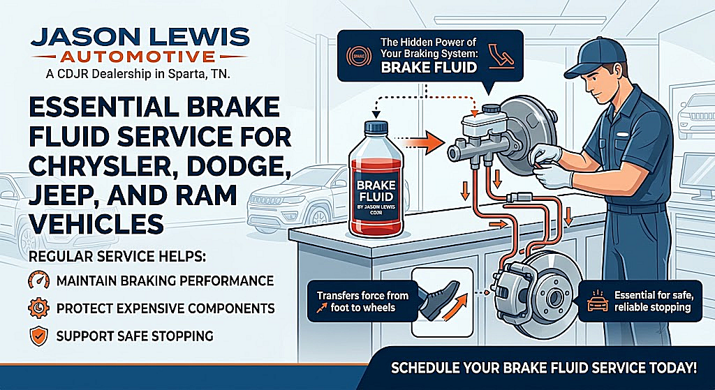 Brake fluid service for Chrysler, Dodge, Jeep and Ram vehicles in Sparta, TN