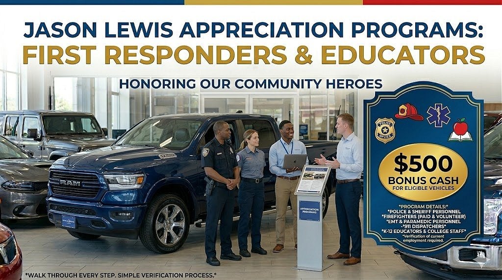 The $500 First Responders Discount at Jason Lewis Chrysler Dodge Jeep Ram