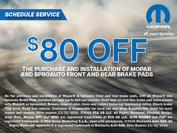 $80 Off Front and Rear Brake Pads