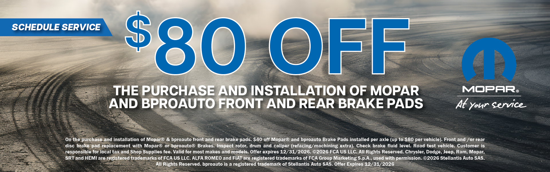 $80 Off Front and Rear Brake Pads