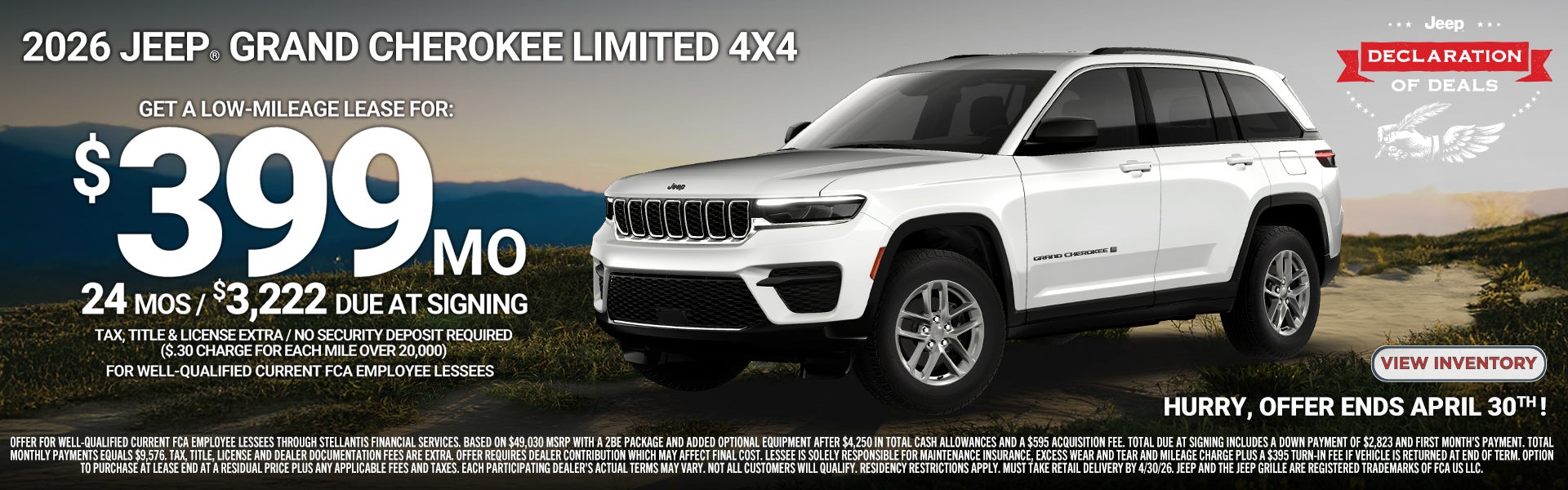 2026 Jeep Grand Cherokee 4x4 Lease